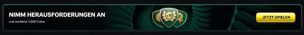 Kinbet Gaming-Herausforderungen Banner mit Münzbelohnungen für die Teilnahme